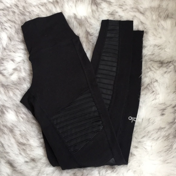 ALO Yoga Pants - Alo High Waisted Black Moto Leggings